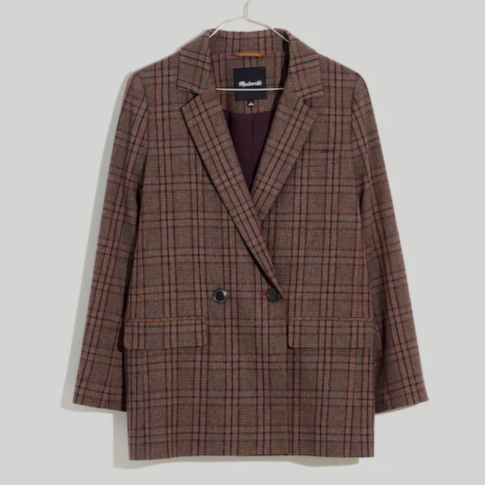 Madewell Caldwell Double-Breasted Hedden Plaid Blazer Size XXS